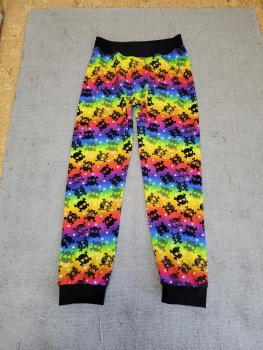Baumwolljersey bedruckt - Totenkopf Regenbogen